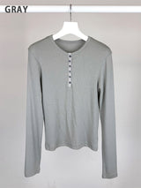 BUTTON RIBBED LONG SLEEVE (4C)