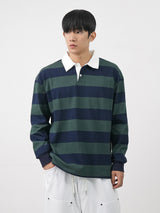 Rugby stripe collar T-shirts 6color