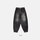 Blur washed balloon denim