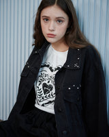 STUDDED DENIM JACKET [BLACK]