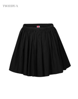 Lacey cotton shirring wrap mini skirt black