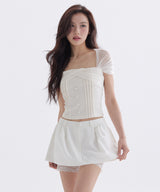 ROSEE MESH PINTUCK BOLERO T-SHIRT_TT6S211IV