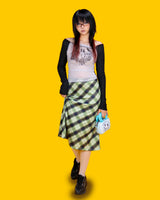 retro green long skirt