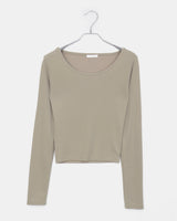 Fumo snap button ribbed one-off shoulder long-sleeve T-shirt