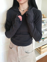 Melo Slim Fit Peach Fleece Half Zip-Up (3c)