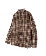 87-STAN074 Vintage Palm Tree OverFit Long Sleeve Check Shirt