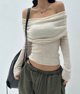 (SOFT-FIT/FALL EFFORTLESS CHIC) SOFT LONG SLIM BODY-SHAPING OFF-SHOULDER KNIT