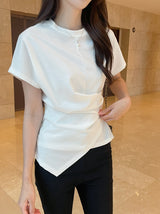 Chable Shirring Wrap Span Short Sleeve T-Shirt