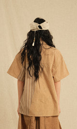 Ethnic Coloring Open Collar Shirts Beige (Ver. 26ss)