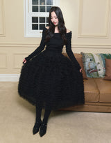 [ATELIER]  Rachel Volume Flare Tulle Skirt Black