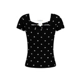 スターパターンリボンスリムTシャツ