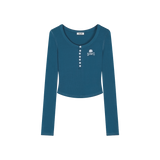 Skull Button Top [Cobalt Blue]