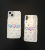 [MADE] ドットエンジェルレジンケース (heart-pink & wings-blue)