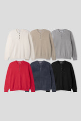 Hazy Angora Henley Neck Knit (6 Colors)