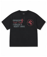 ホースレタリングヘンリーネッククロップドTシャツ - ブラック
