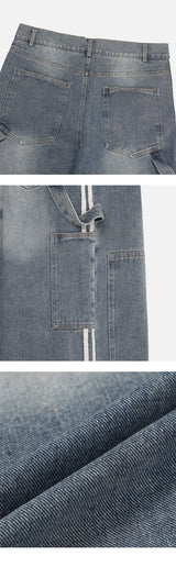 [F/W] Track line double pocket denim pants