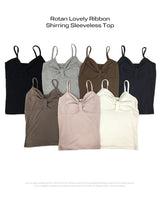 Rotan Lovely Ribbon Shirring Sleeveless Top