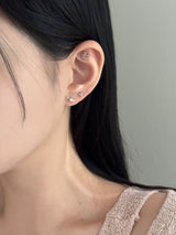 [4-Set] Pearl Flower Piercing Set / 2 Colors / Cubic Mini Pearl Spring Pink Daily Simple