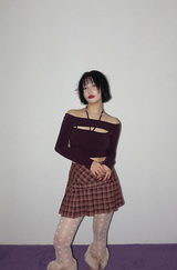 LOW BELETD CHECK PLEATS MINI SKIRT (2COLORS!)