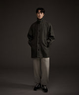 BALMACAAN HERRINGBONE WOOL CASHMERE HALF COAT BLACK