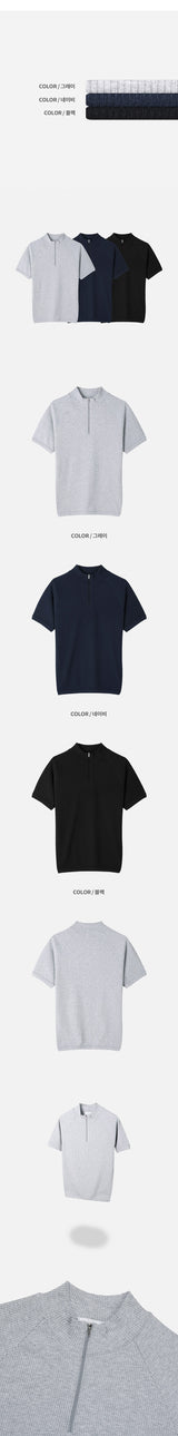 [S/S] スリムゴルジハーフジップアップTシャツ(3color)