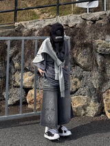 cross washing denim half pants