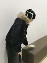 モアステッチボアファーフーディドジャンパー (2c)