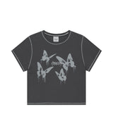 PIGMENT BUTTERFLY GOTH CROP TEE_CHARCOAL