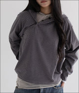 Kikole button stripe hoodie