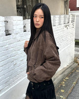 Rinu Shearling-lined High-neck Suede Jacket