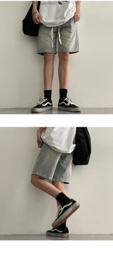 [S-3XL] MELSUWASHING Bendable Slit Stitch Denim Shorts
