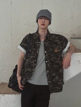 Ore Camo Leather Patch Half Shirt