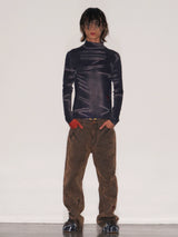 TIE SPRAYED BOOT CUT SUEDE PANTS