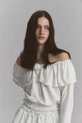 Tulip Off Shoulder Top White