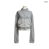 (2color) Waffle Stripe High Neck Bomber Cardigan