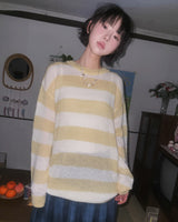 (3color) Alpaca Border Loose-Fit Long Knit