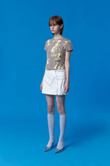 COLLECTION PIN TUCK POINT GRAPHIC T-SHIRT [GRAY]