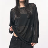 シースルー長袖Tシャツ BLACK