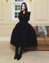 [ATELIER]  Rachel Volume Flare Tulle Skirt Black
