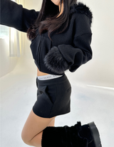 (STRETCH♥/FLEECE♥) Y2Kウールローライズマイクロショートパンツ