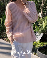 Loose fit V-neck knitwear(2color)