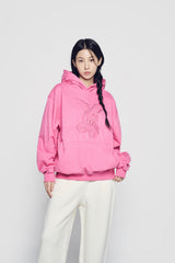 24FW LETTERING RABBIT HOODIE DARK PINK