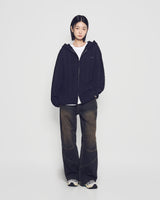 25FW CABLE KNIT HOODIE ZIP UP BLACK