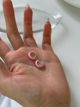 [925silver] Pink epoxy mini earring