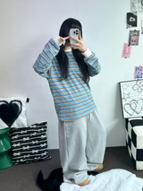 LINE POINT BALLOON WIDE LONG PANTS 🖤🤍🩶3COLOR