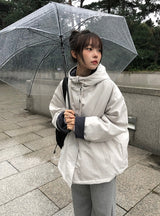Rumber Check Color Matching Overfit Hood Padding Jumper