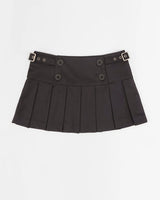 Buckle Pleated Mini Skirt Black