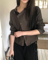 Kyuhi Diagonal Button One-Pocket Collar Shirt