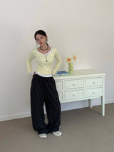 Poky Dot Embossed Velvet Long Pants (4c)