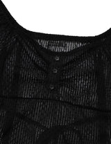 DOT SHIRRING BLOUSE(BLACK)
